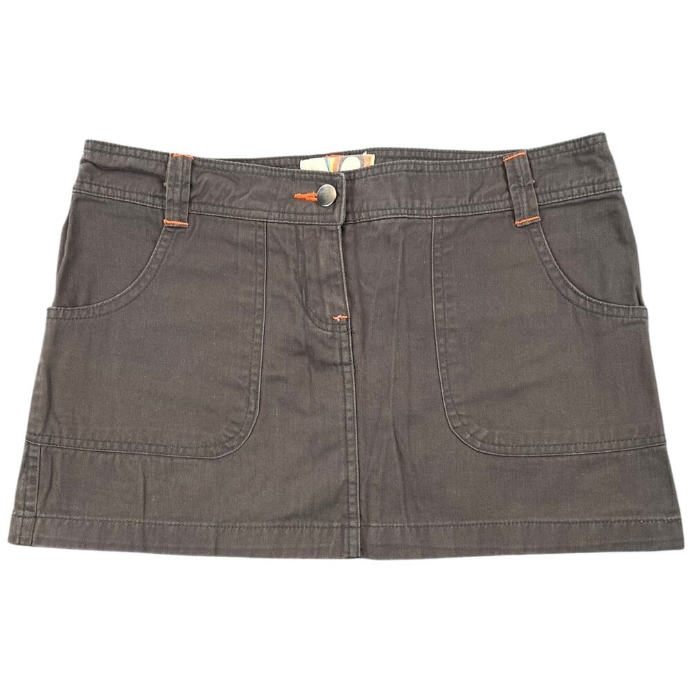 OP Vintage Y2K Gray Cargo Mini Skirt Neon Stitching - M